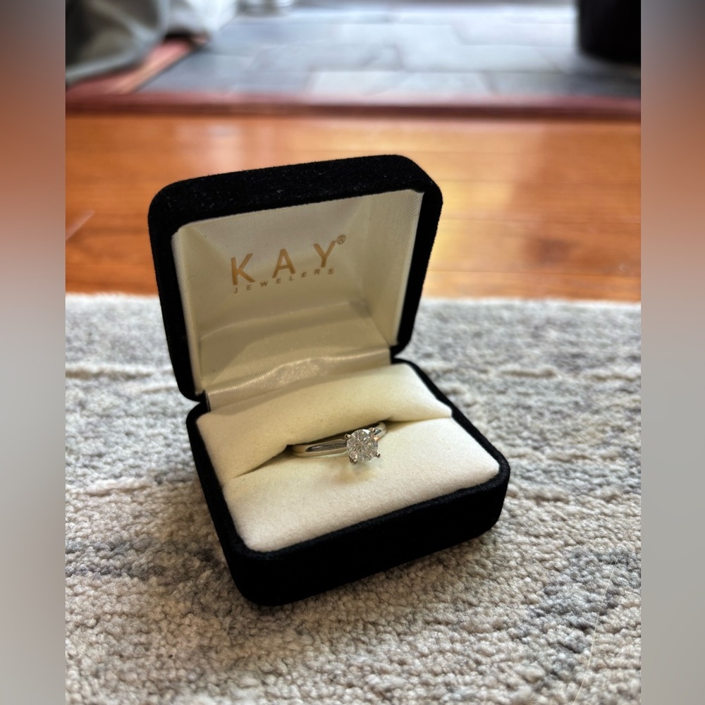 Diamond Solitaire Ring 3/4 ct Round Cut 14K White Gold